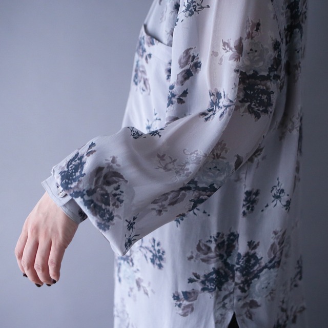 beautiful flower art pattern see-through shirt