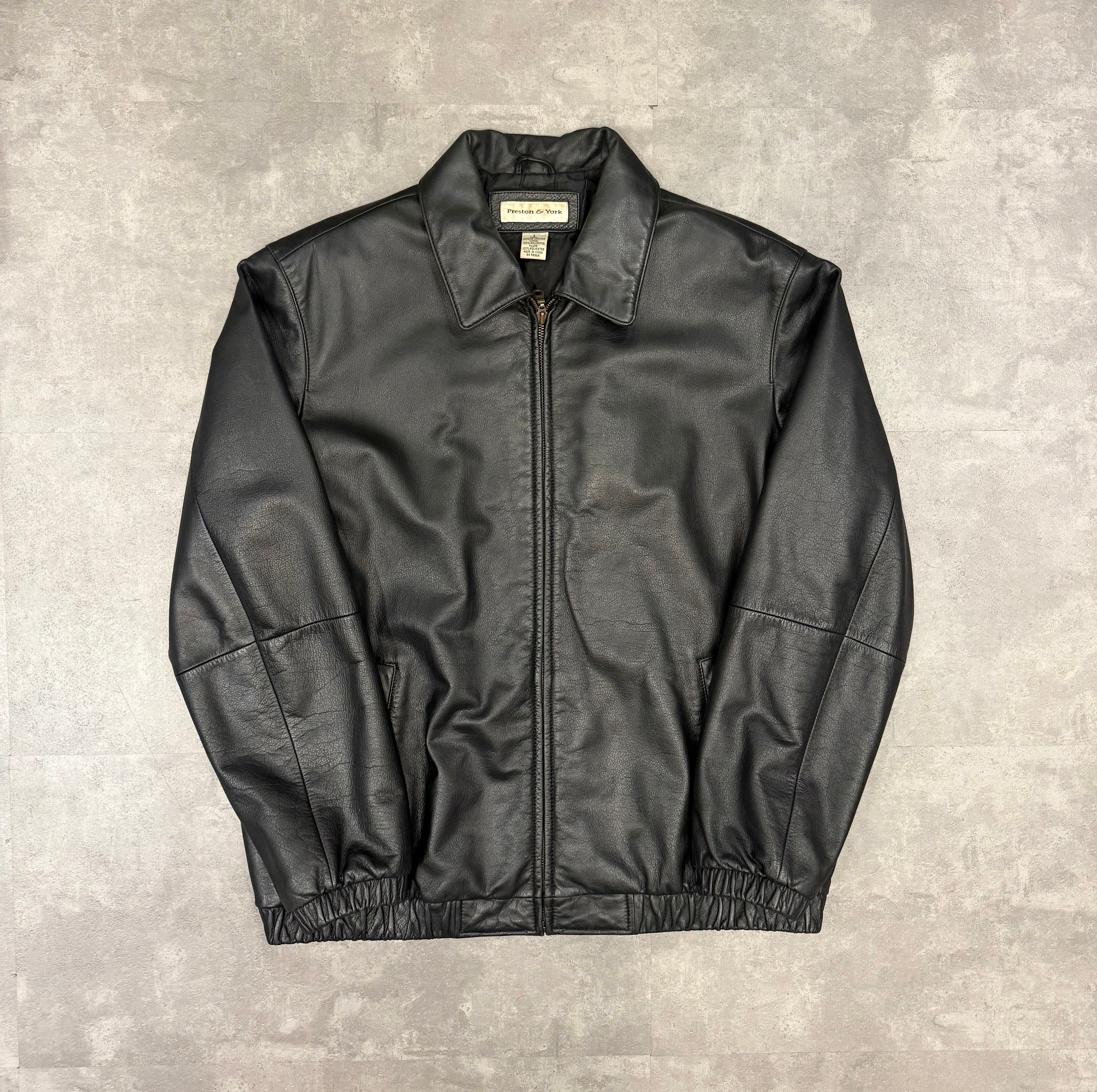 Preston & York 黒レザー　スイングトップジャケット　本革 PRESTON & YORK LEATHER JACKET | ancient