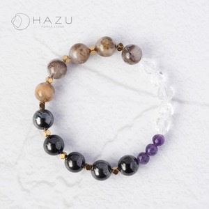 マイナスを祓う強い光［ブラックアイアンスギライト／グリッドブロンズタイチンルチル／アメジスト／水晶／ヘマタイト］