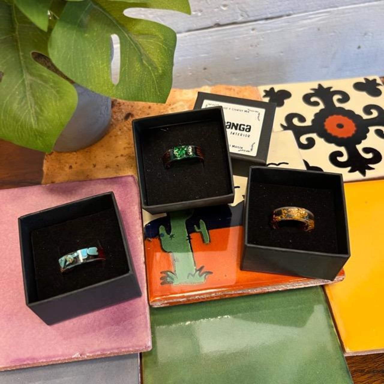 TOPANGA Jewelry 　クリア＆ウッドデザインリング　オレンジ　14号　18号　25号　ファッション　アクセサリー　ジュエリー　リング　小物　プレゼント