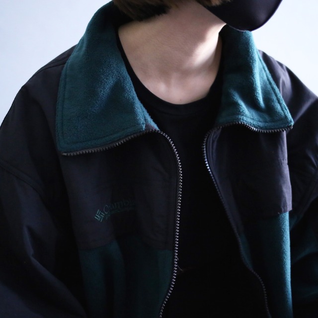 "Columbia" bi-color switching design fleece and nylon jacket