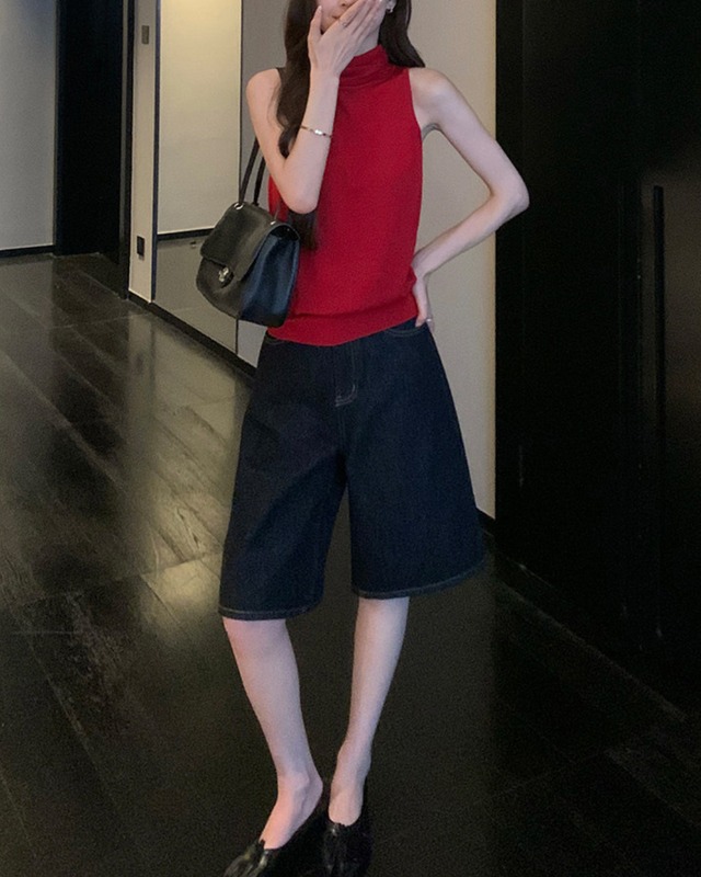 ワイドデニムハーフパンツ　VAW10340