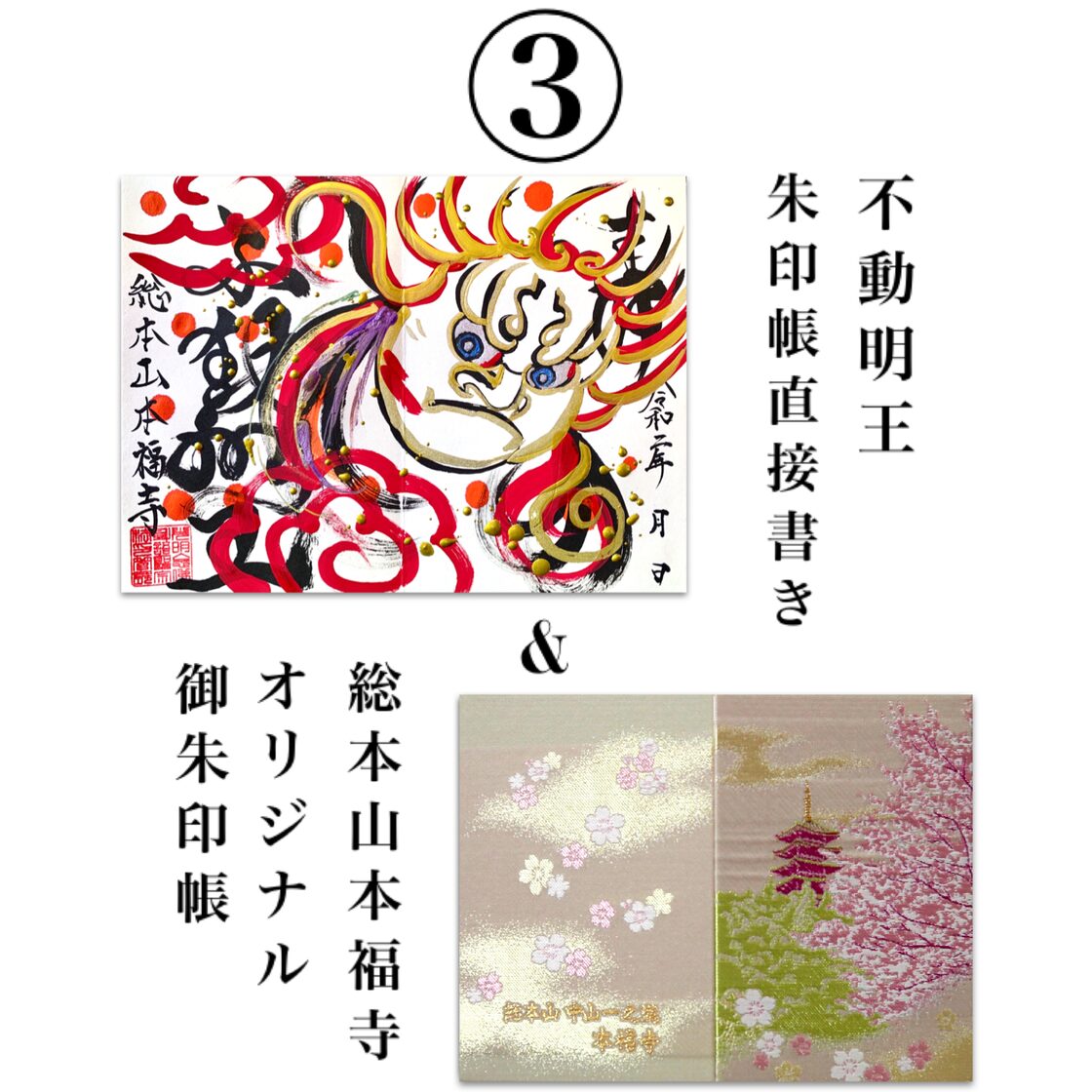 御朱印帳直接書き 不動明王御朱印 本福寺オリジナル御朱印帳セット