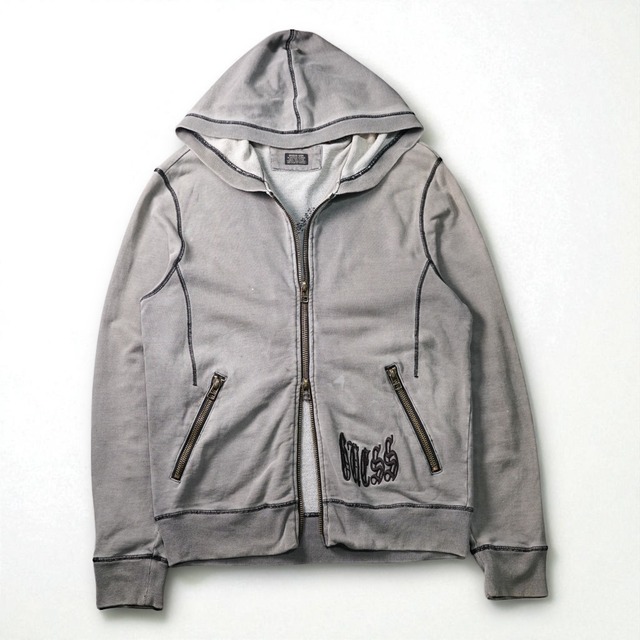 “GUESS” vintage double zip faded sweat hoodie