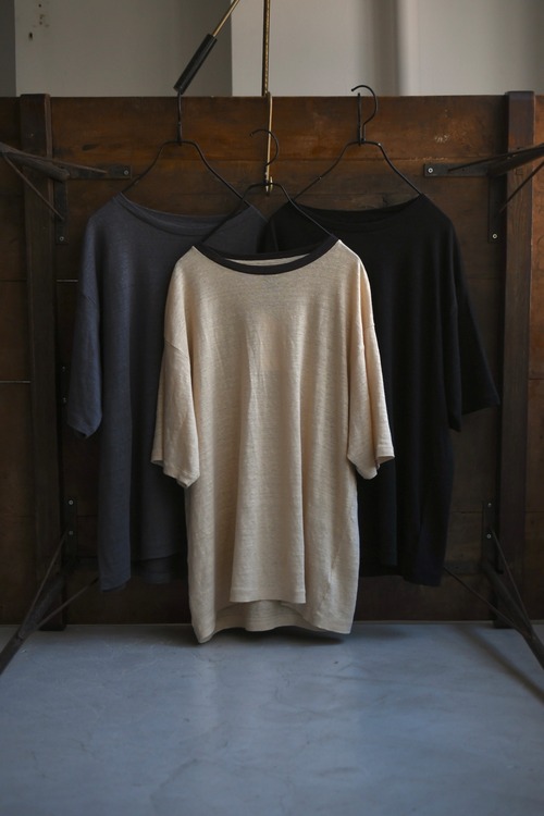 BATONER / NORMANDY LINEN T-SHIRT (GRAY , BLACK , BEIGE×BROWN)