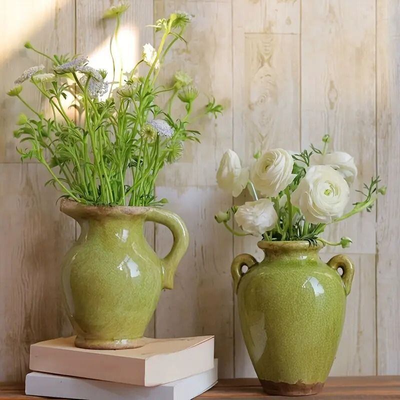 花瓶 フラワーベース 花器 ハンドル付き ドライフラワー 造花