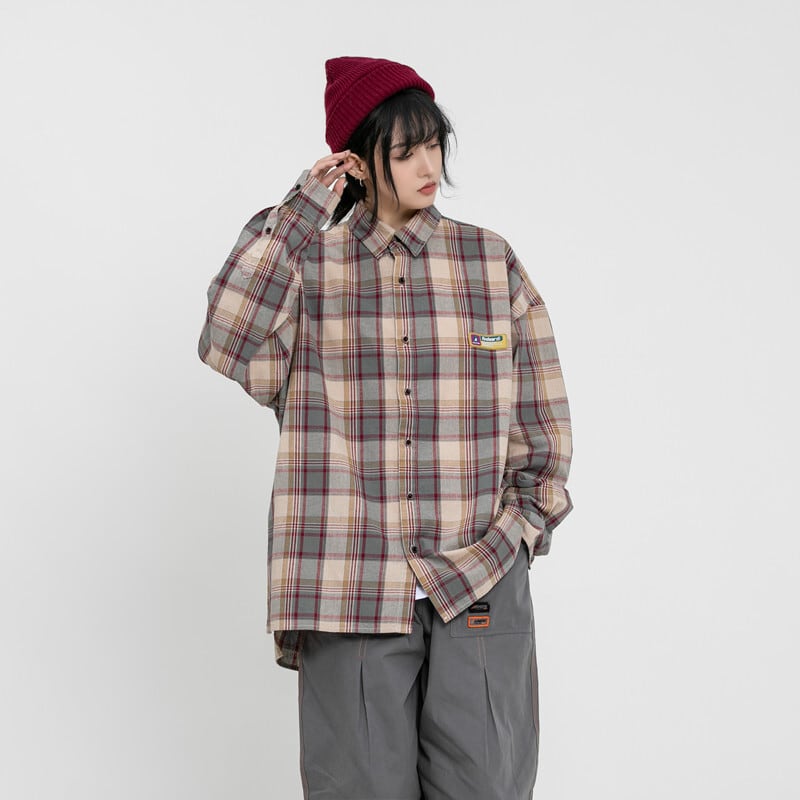 【新作】【送料無料】 Yidao Vintage SpringStyleサブシャツTrendese Retro Loose Contrasting Color Lapel Shirt Men-Alibaba レトロ スプリング 春物 ビンテージ hip6-161194971229072