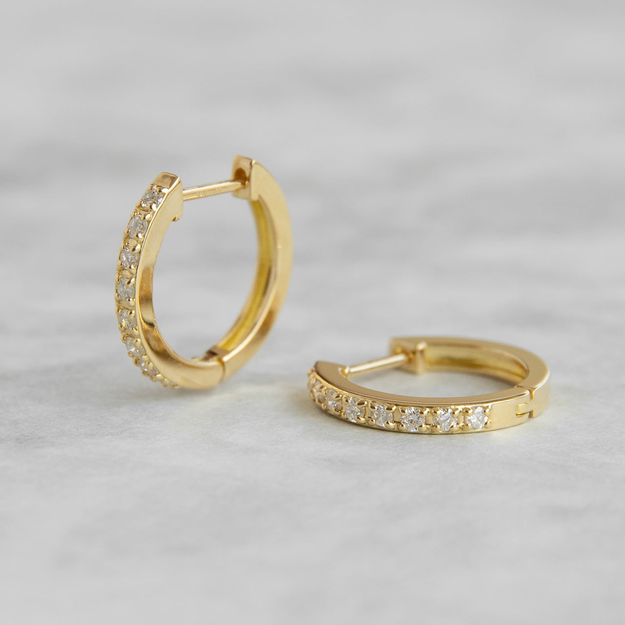 K18イエローゴールド 直径15mm ダイヤモンドフープピアス 【MKY0100P1
