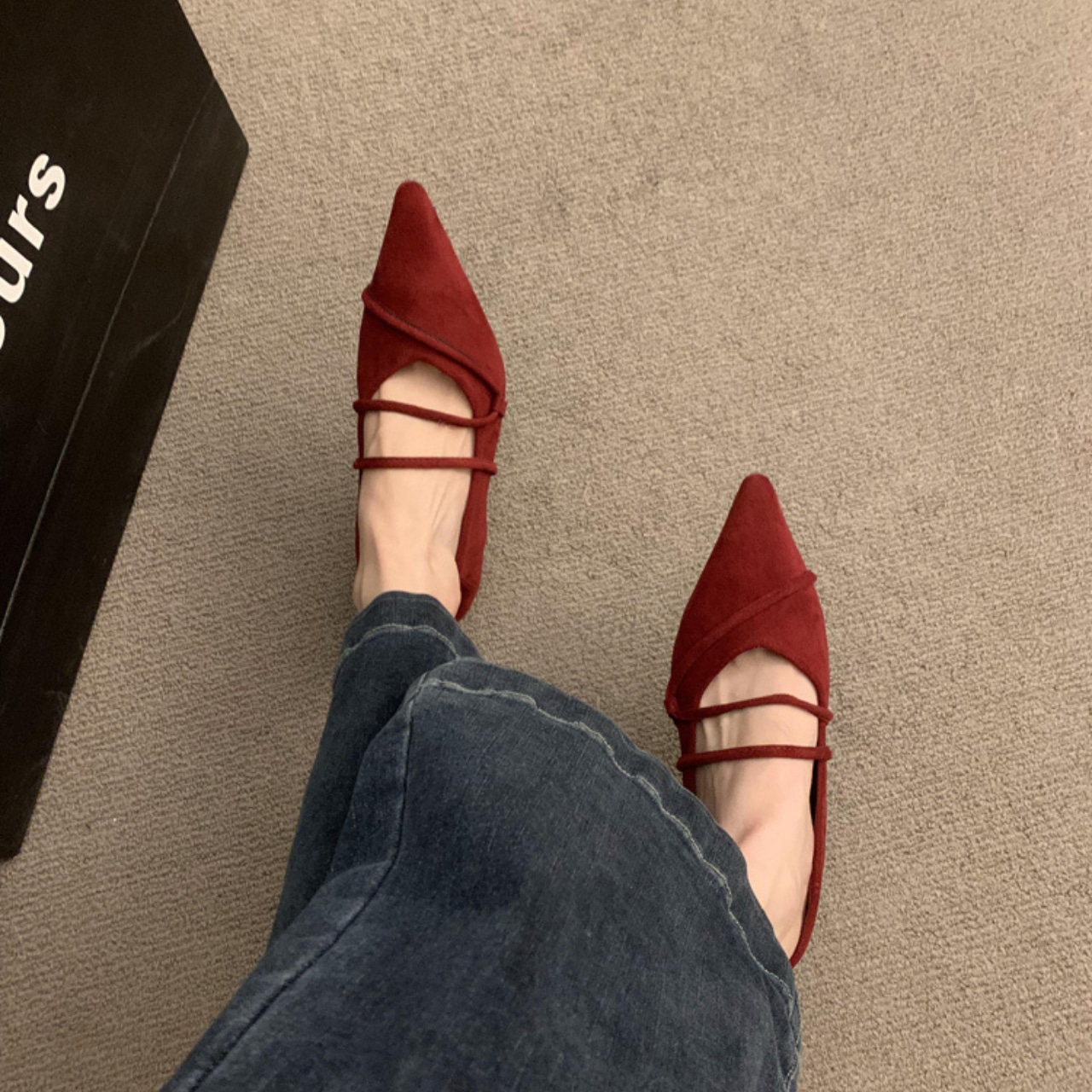 Pointed Toe Strap Flats T3726