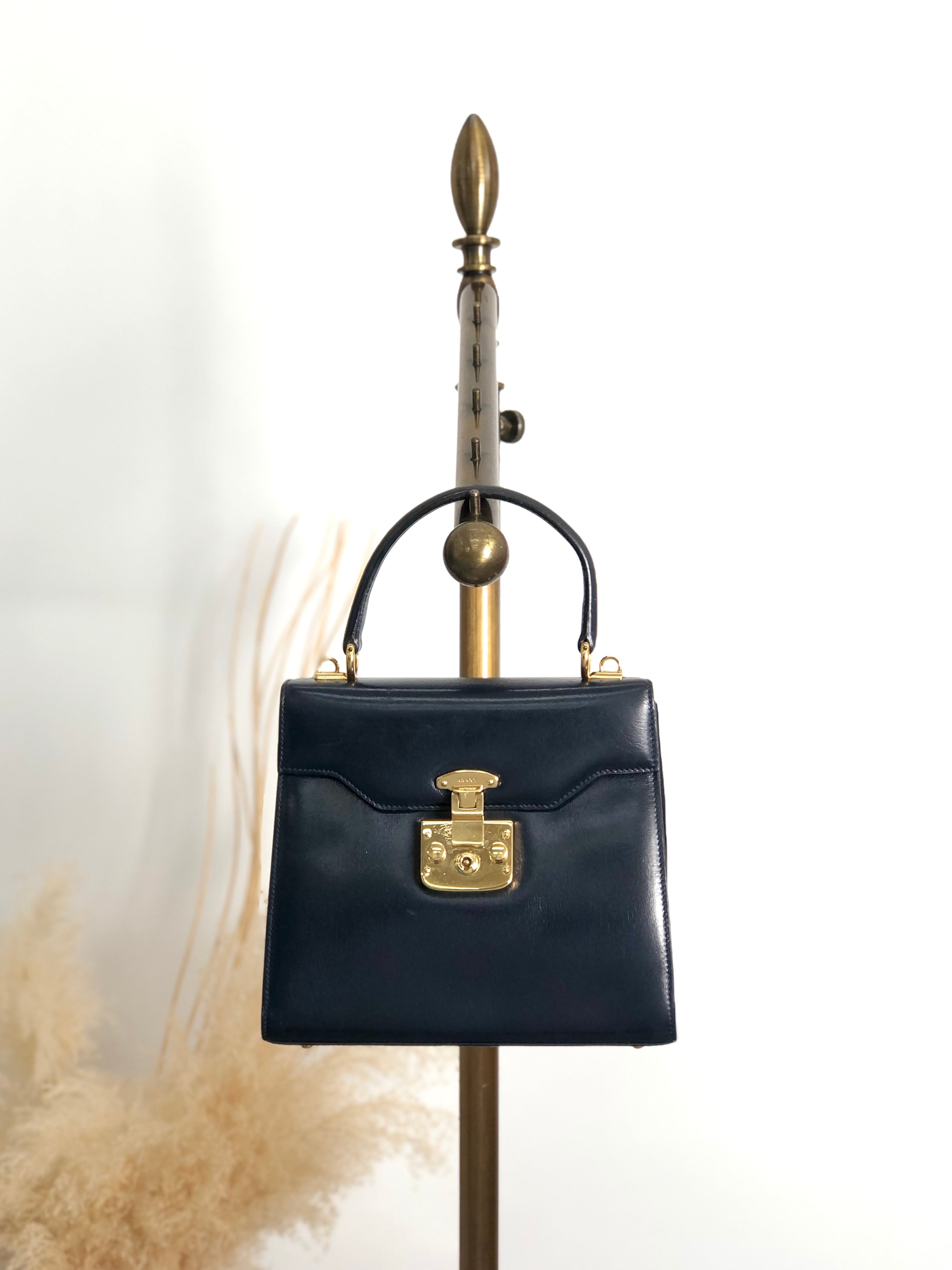 GUCCI グッチ ハンドバッグ ネイビー レディロック レザー 000・2110・0211 2WAY vintage ヴィンテージ オールド 5yyupi