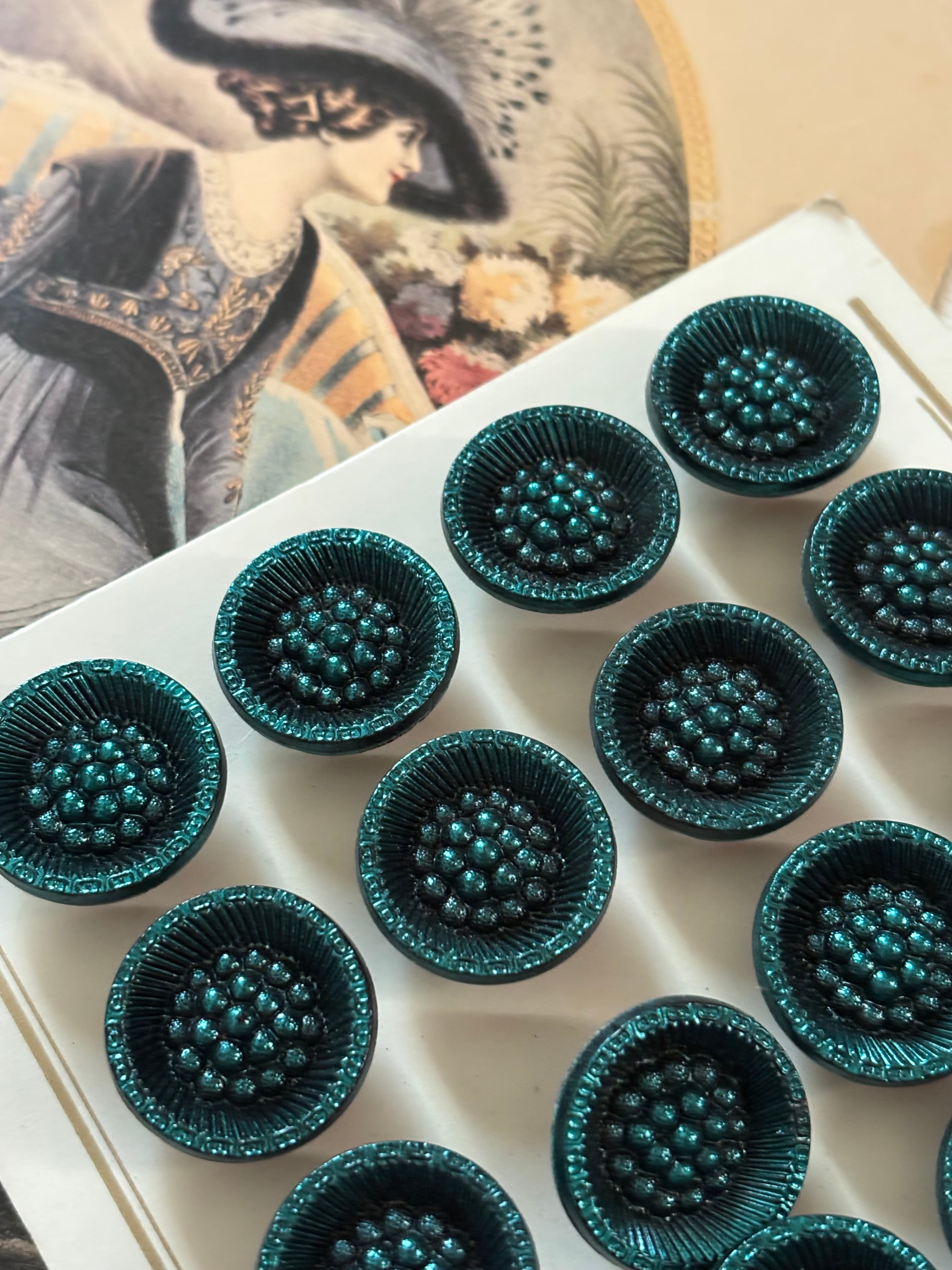 22mm フランスVintage ヴィンテージボタン グリーン プラスチック アクセサリーパーツ デコレーション材