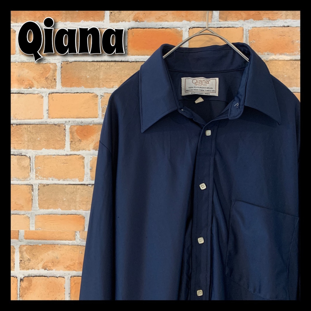 【Qiana】 70s 長袖シャツ ポリシャツ L相当 アメリカ古着