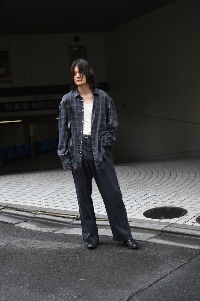 BISOWN / SZ BOIL COTTON SMOCK SHIRTS (TOP GRAY CHECK )