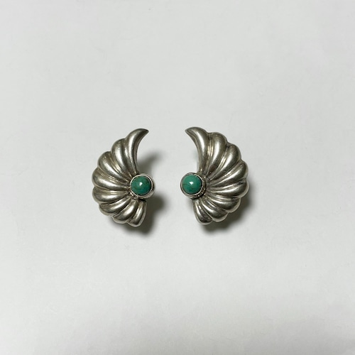 30's〜40's Vintage 925 Silver Turquois Earrings Made In Mexico