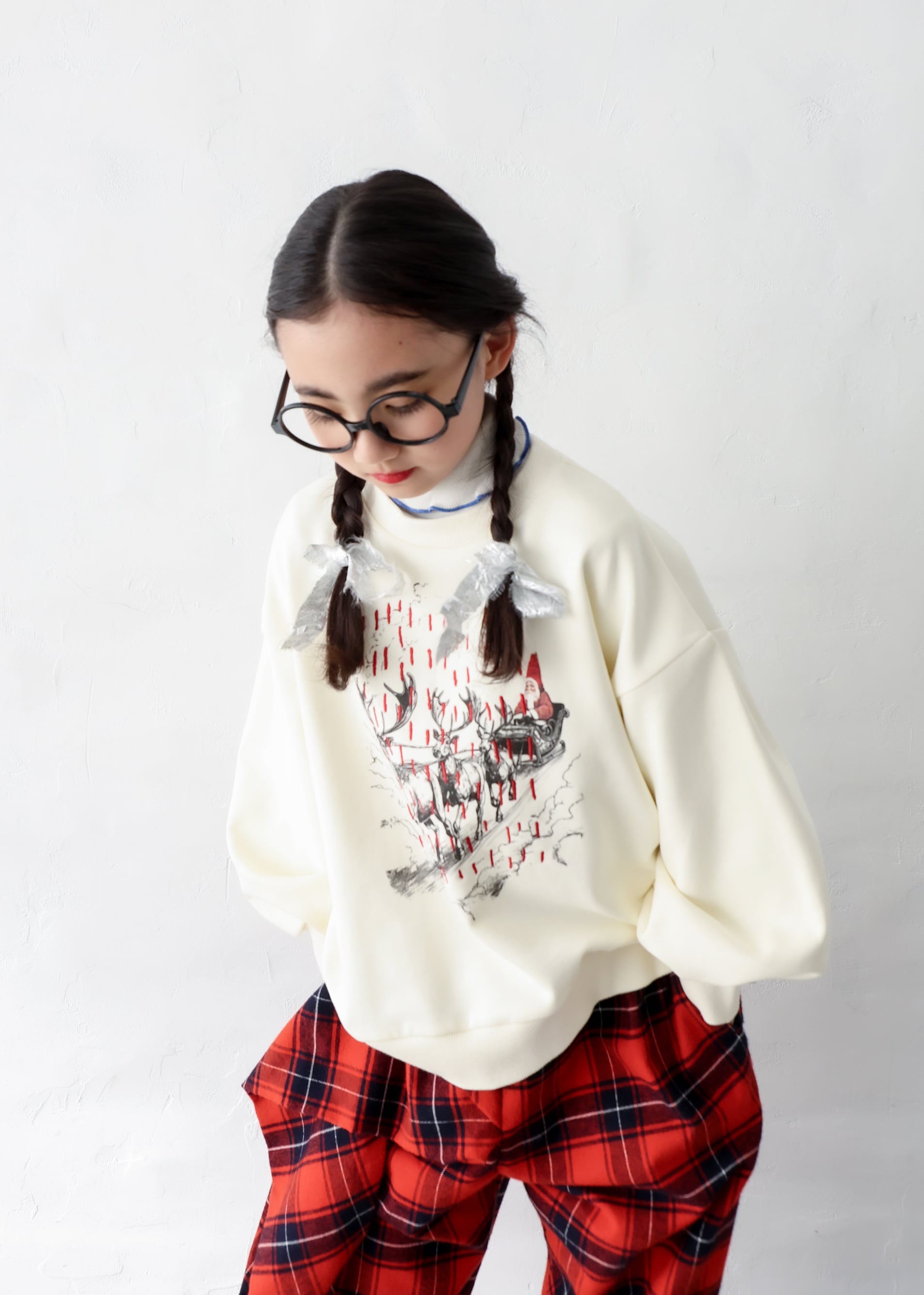 【25AW】michirico(ミチリコ)Holy night pullover アイボリー(S/M)スウェット サンタ ろうそく