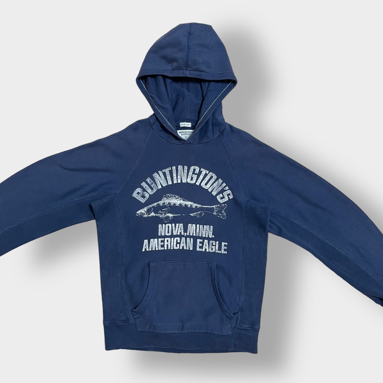 American Eagle Outfitters アーチロゴ ヴィンテージ 加工 パーカー プルオーバー スウェット フーディー ラグランスリーブ アメリカンイーグル xs us古着