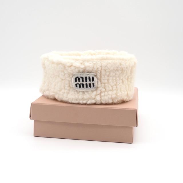 MIUMIU ロゴ ヘアバンド ホワイト ミュウミュウ