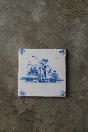 デルフトタイル 種子撒く人-antique delft tile