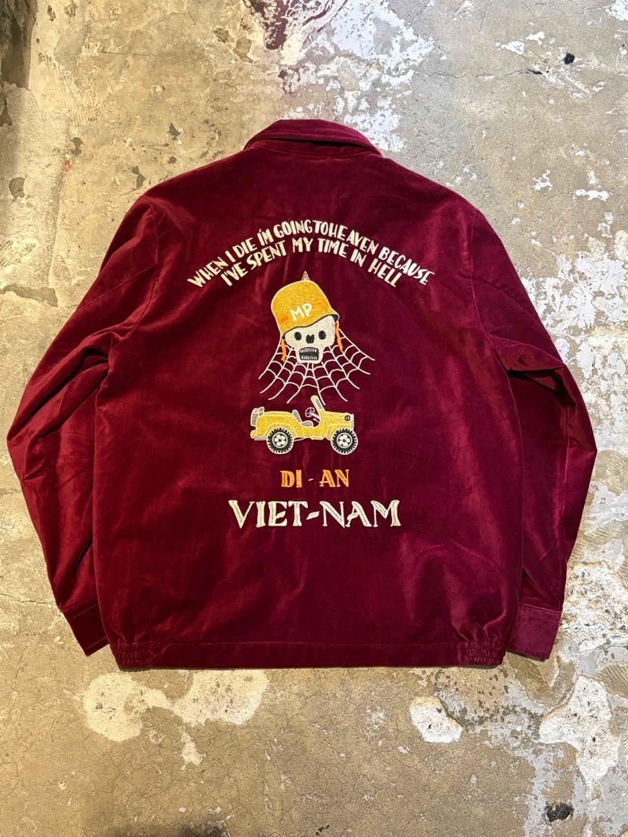 HOUSTON / VELVETEEN VIETNAM JACKET (SKULL) / ベトジャン / BURGUNDY / 51641 - 1