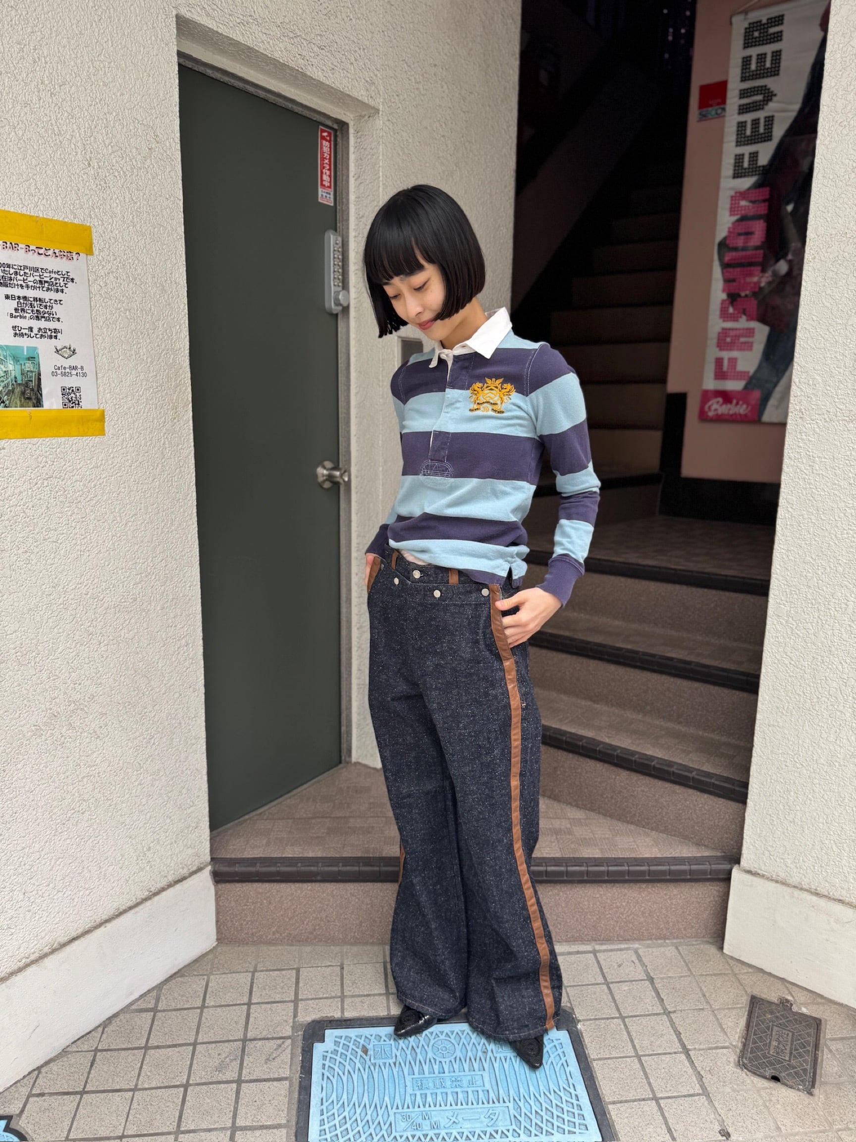 RALPH LAUREN RUGBY ボーダーラガーシャツ ブルー／ネイビー