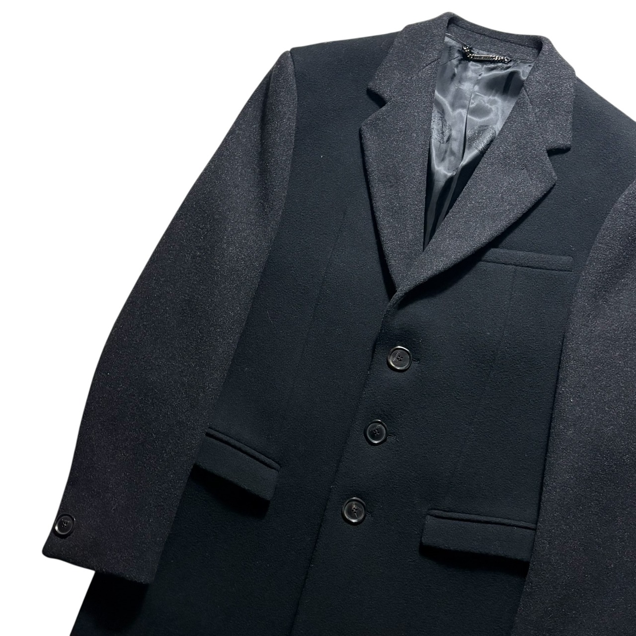 2011aw VERSACE two tone cashmere blend wool tailored coat