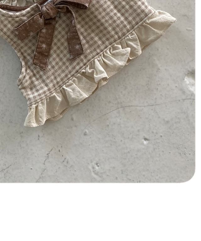 残り2点 即納⌇80,90cm リボン チェック ビスチェ