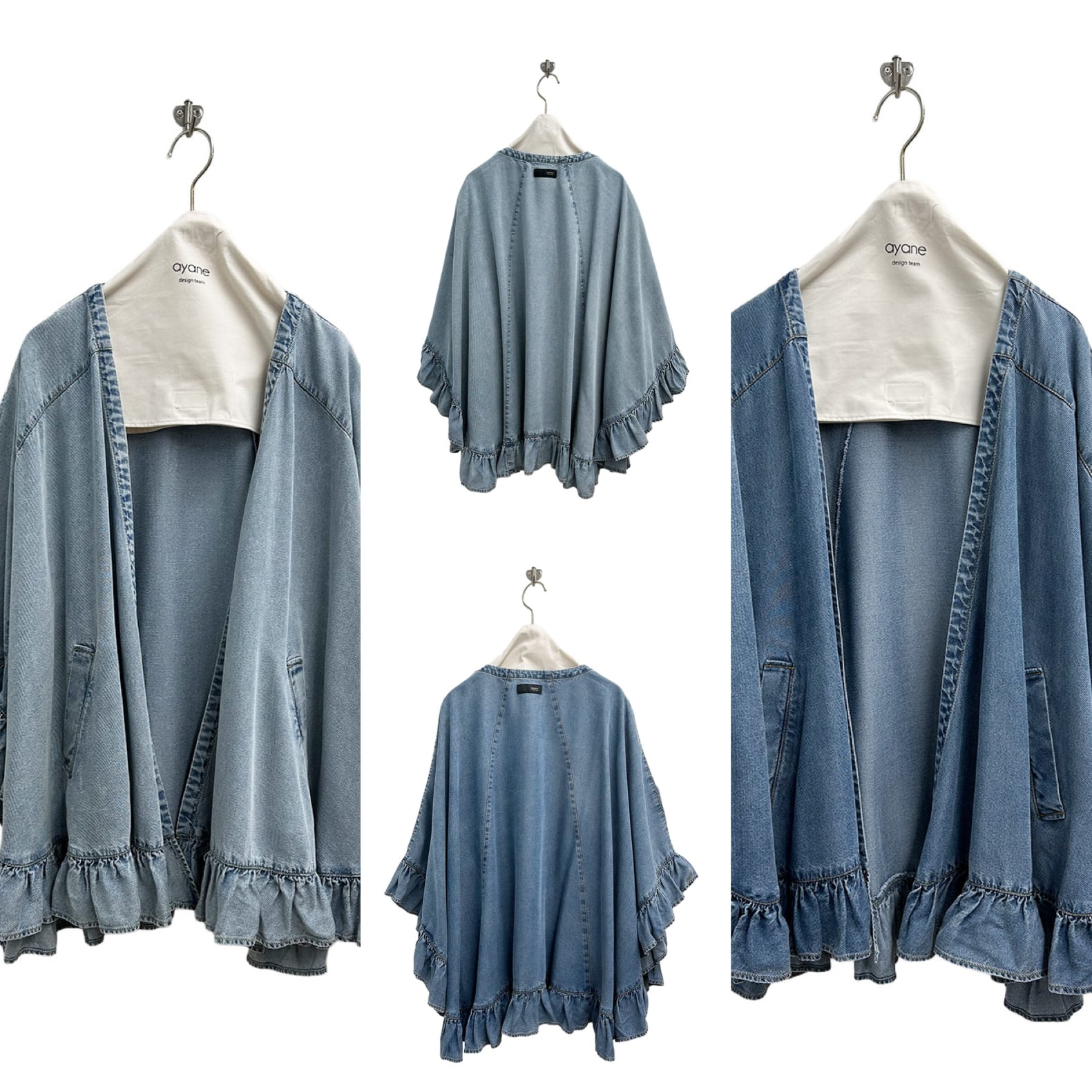 新品タグ付き　2025ss ayane テン セルデニムフリルポンチョ ayane【予約】テンセルデニムフリルポンチョ（N) | whispermusee