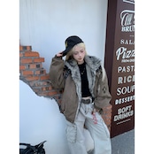 【暖かさUP】メタルクロス ファー中綿ジャケット T1986