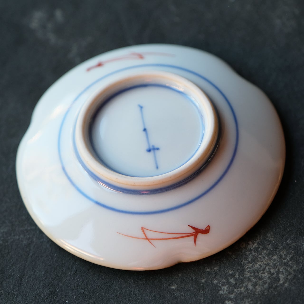 たなかふみえ FUMIE TANAKA 輪花豆皿（三方） ”染錦藤に時鳥” no.36