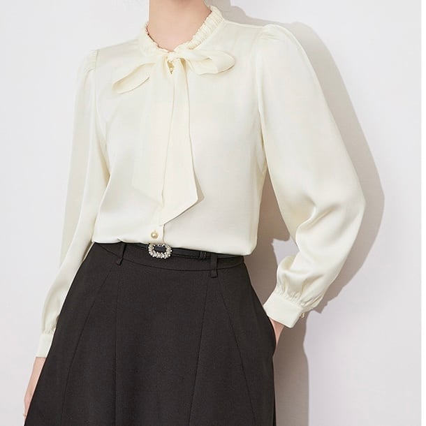 アセテートサテンシャツ レディーストップス YH8868