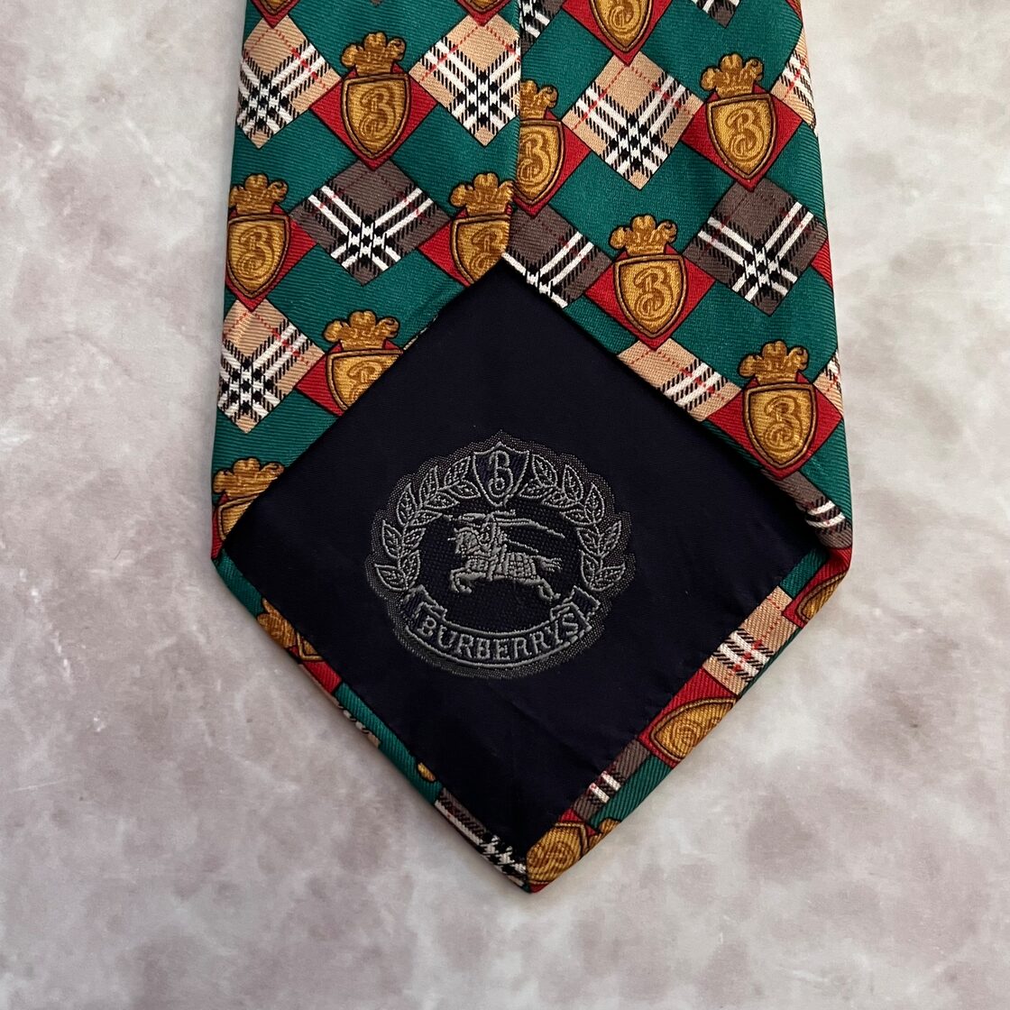 イタリア製 90s BURBERRY バーバリー ネクタイ ノバチェック グリーン 