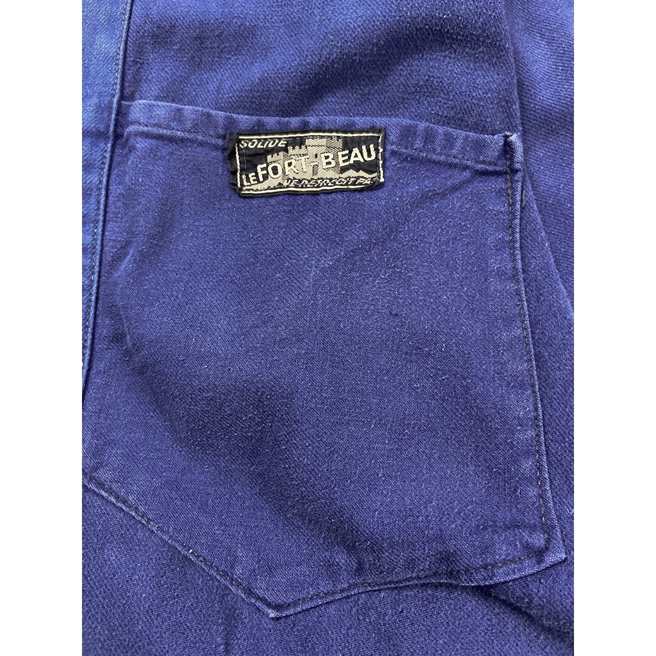 1940-50s】“Le Fort-Beau” French Cotton Twill Work Jacket With V