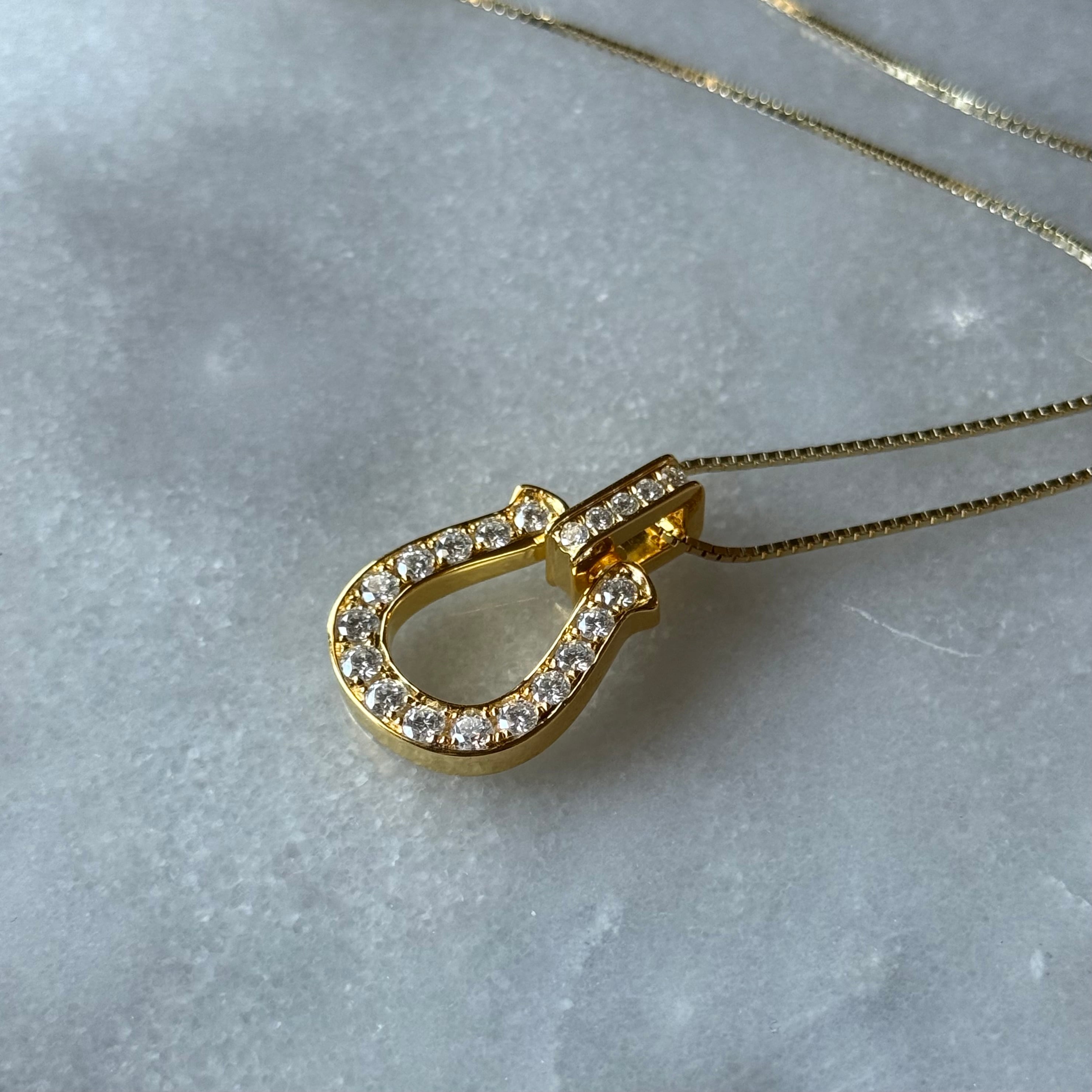 ホースシューネックレスペンダント シルバー925 CZダイヤモンド モアサナイト ホースシューネックレス モアサナイト1.2ct Silver925プラチナ加工