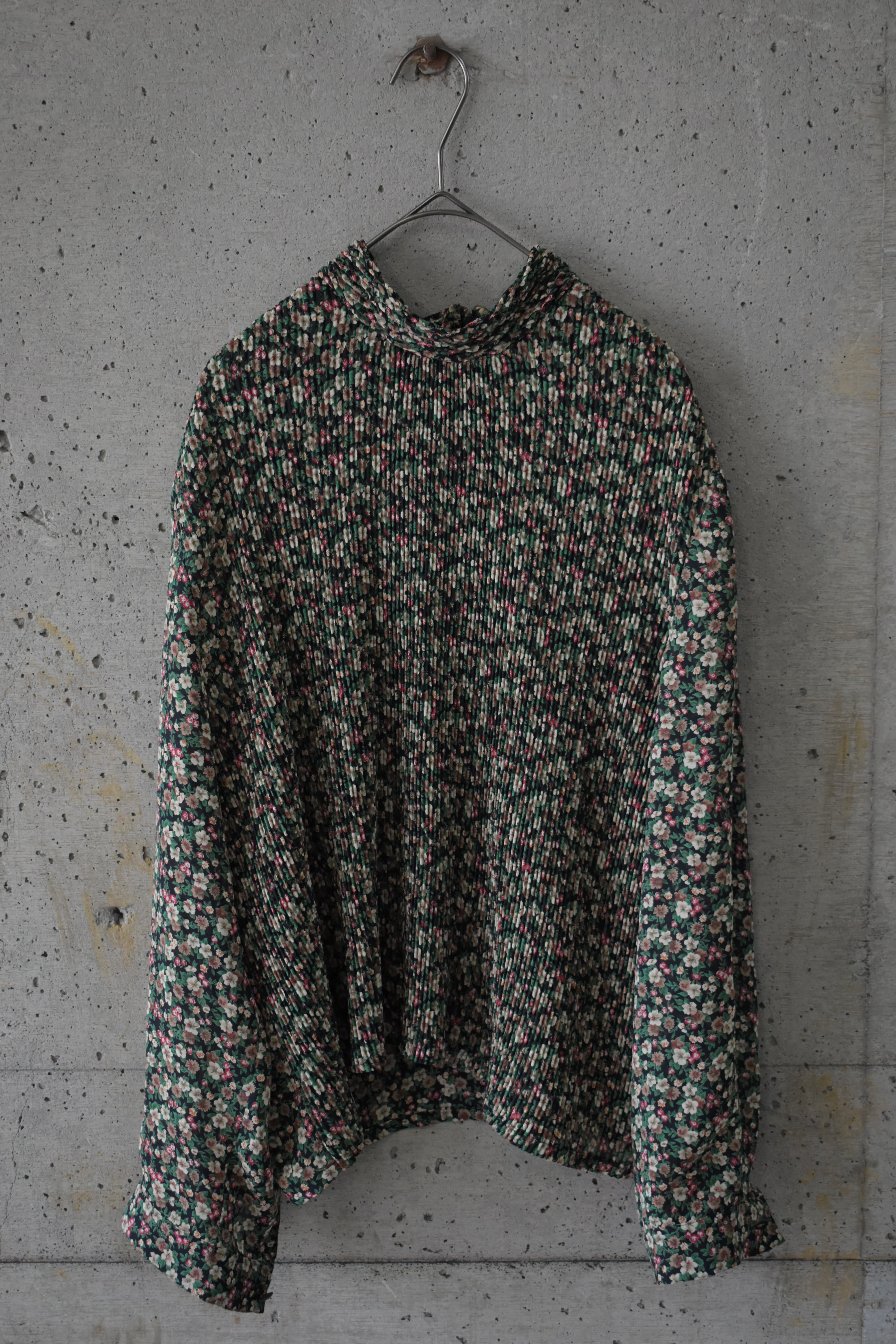 Pleated Blouse with Small Floral Print