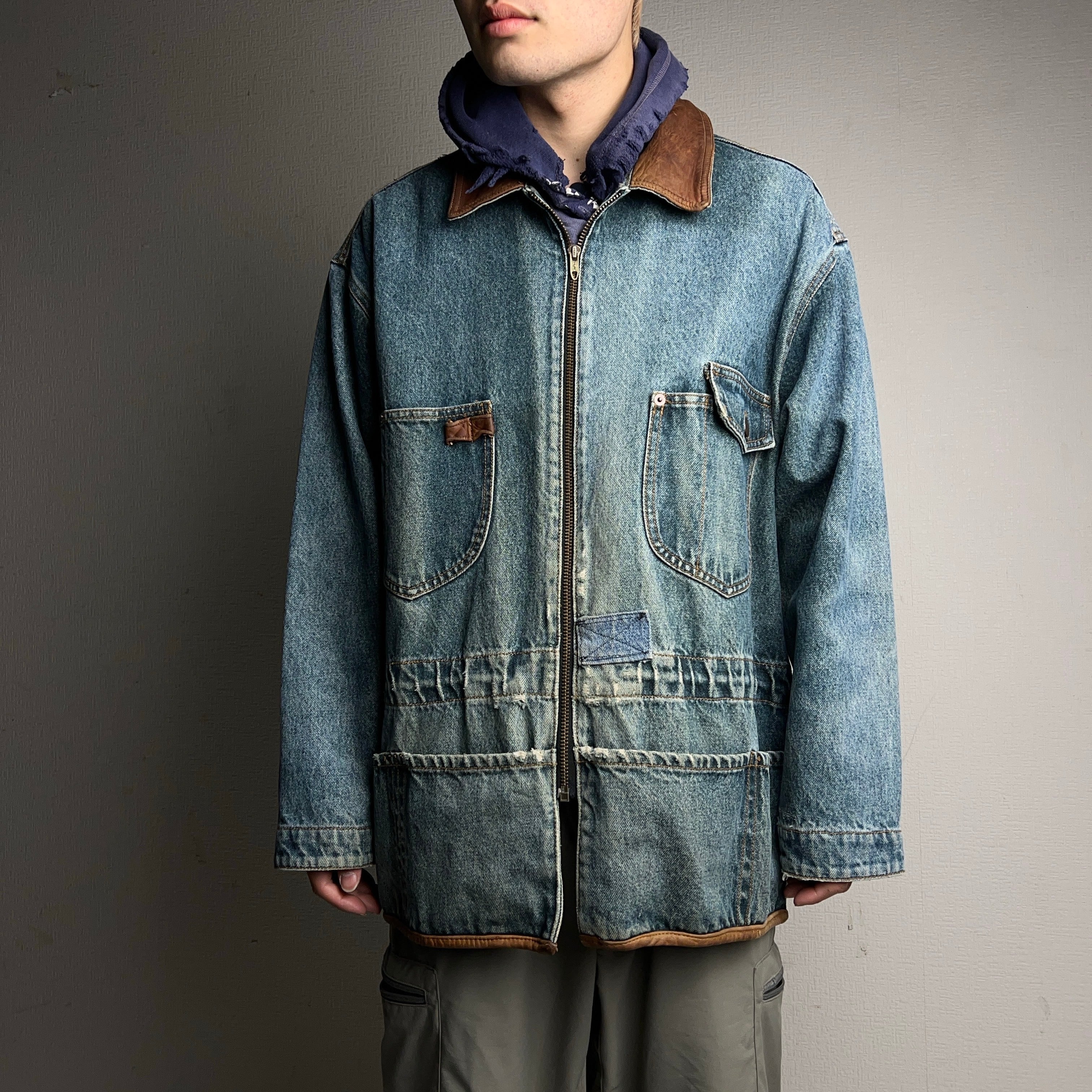 80's~90's Eddie Bauer Denim×Leather Jacket 80年代 90年代 エディ