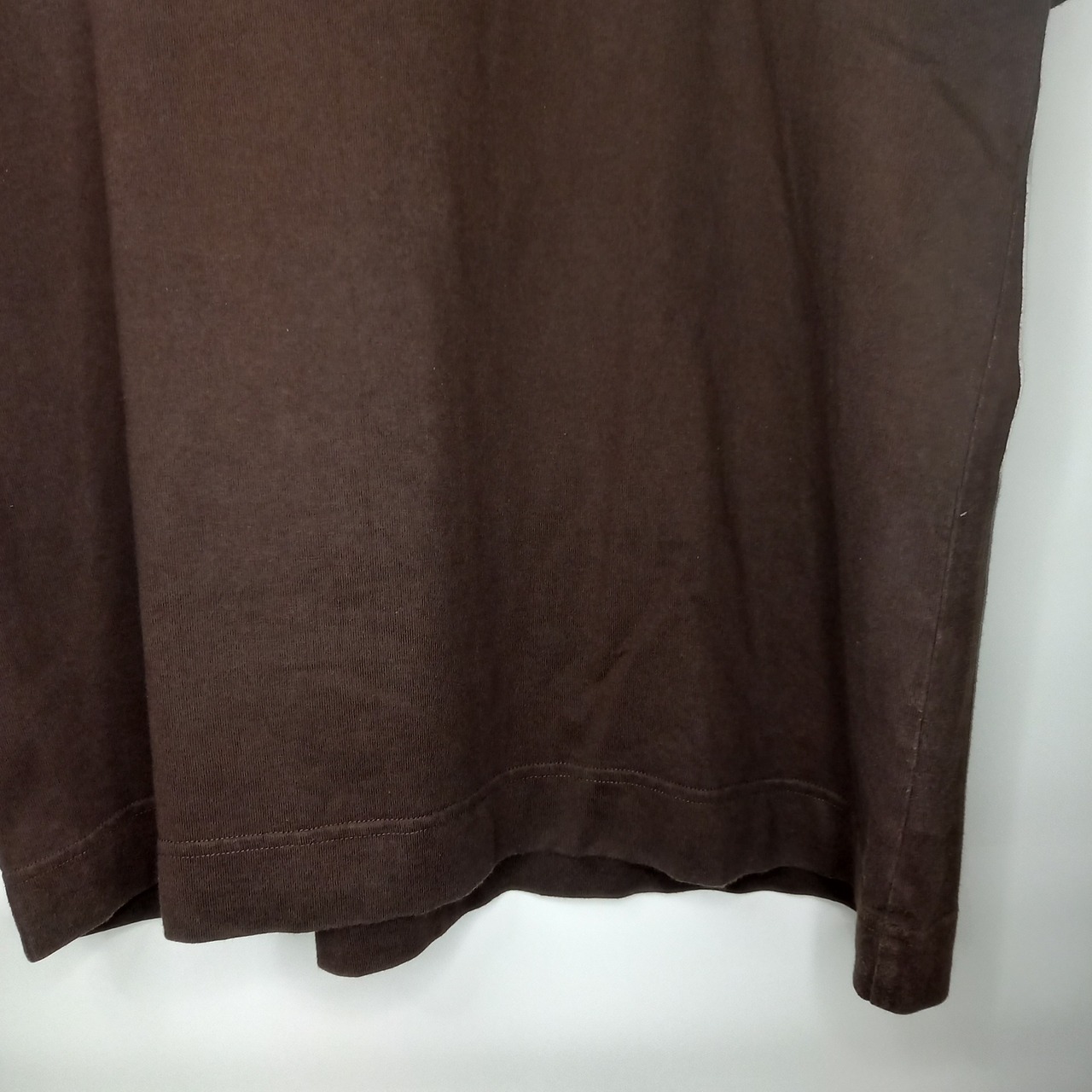 トミーヒルフィガー　ヘンリーネック　Tシャツ　刺繍ロゴ　無地　茶色　L/G