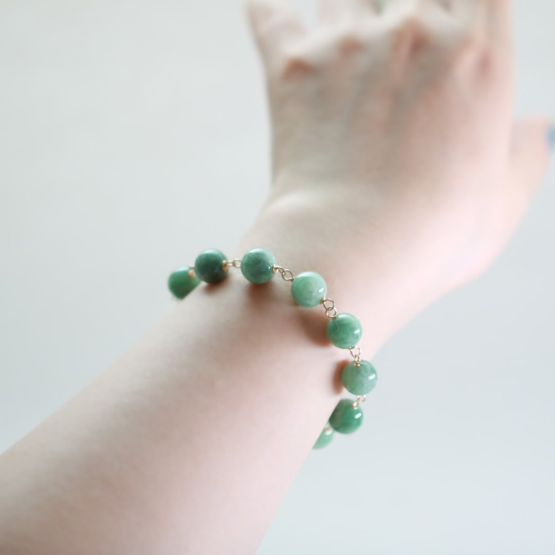 艶やかな緑 large gem 眼鏡留めブレスレット A貨翡翠 jd_br1096 艶やかな緑 large gem 眼鏡留めブレスレット A貨翡翠 jd_br1096