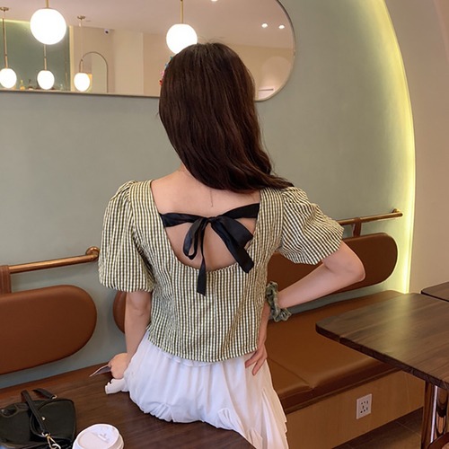 ✞ ホルターリボンスリムショートチェック柄シャツブラウス ✞ゴスロリ SM ミリ 甘ロリ クラロリ 和ロリ エレガント 黒ロリ 姫ロリ 華ロリ BB-BB9843286