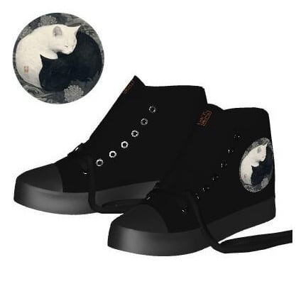 「陰陽の眠り ―白黒調和美 」アートスニーカー(23～27)/ "Yin and Yang Sleep - Black and White Harmony" Art Sneakers