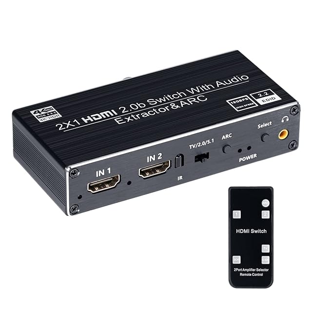 BLUPOW 4K30Hz HDMIマトリックス セレクター 4入力2出力 + 音声分離(光