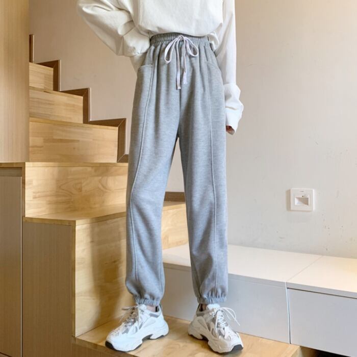 パンツ スプリングオータムスタイルギャザーハイウェストウェスト薄手ルーズカジュアル 春物 秋物 1号婦人42995261540