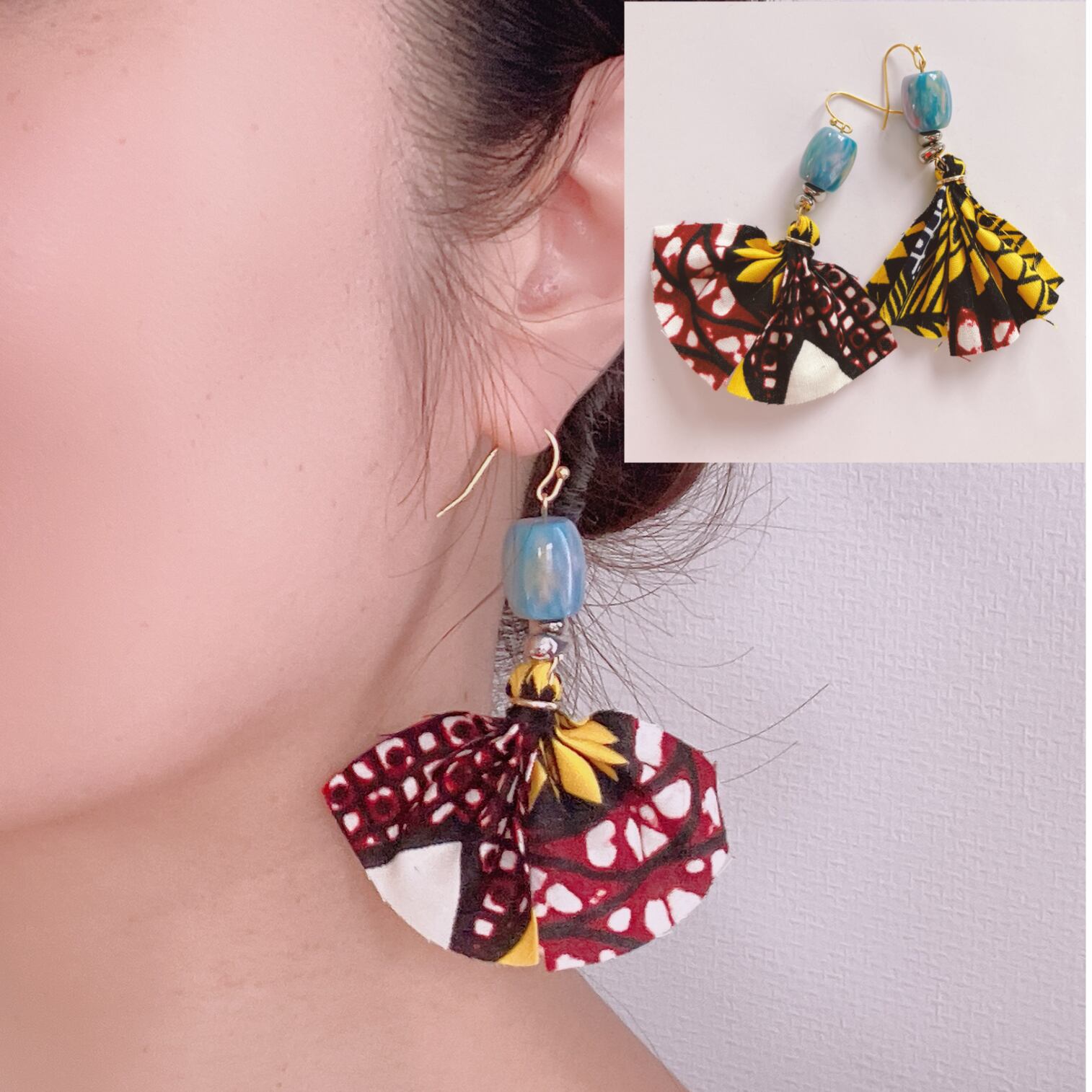 アフリカ布ピアス =雨季とバナナ=