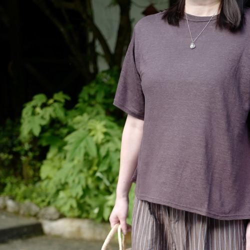 D（ディー）│ リネン１００％ドレープTシャツ（dark brown, blue)
