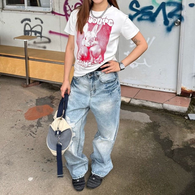 ヴィンテージライククラッシュデニムパンツ 1col   R02595