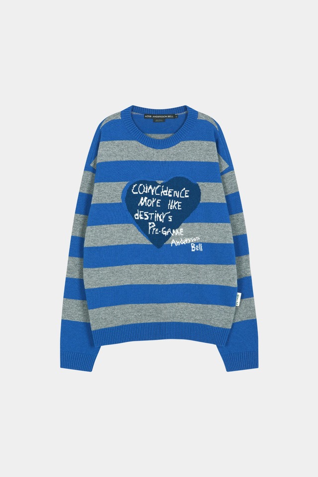 [ANDERSSON BELL] 26 BOY'S HEART MESSAGE CREW-NECK SWEATER atb1618m(BLUE/GREY) 正規品 韓国ブランド 韓国通販 韓国代行 韓国ファッション ANDERSSONBELL アンダーソンベル 日本 店舗
