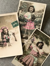 1900s フランス 永遠の少女と少年 ポストカード 3p　アンティーク