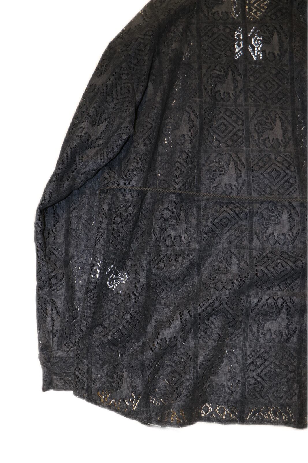 Sasquatchfabrix. VELVET LACE WA–NECK SHIRT (BLACK) 23AW–SY9−002