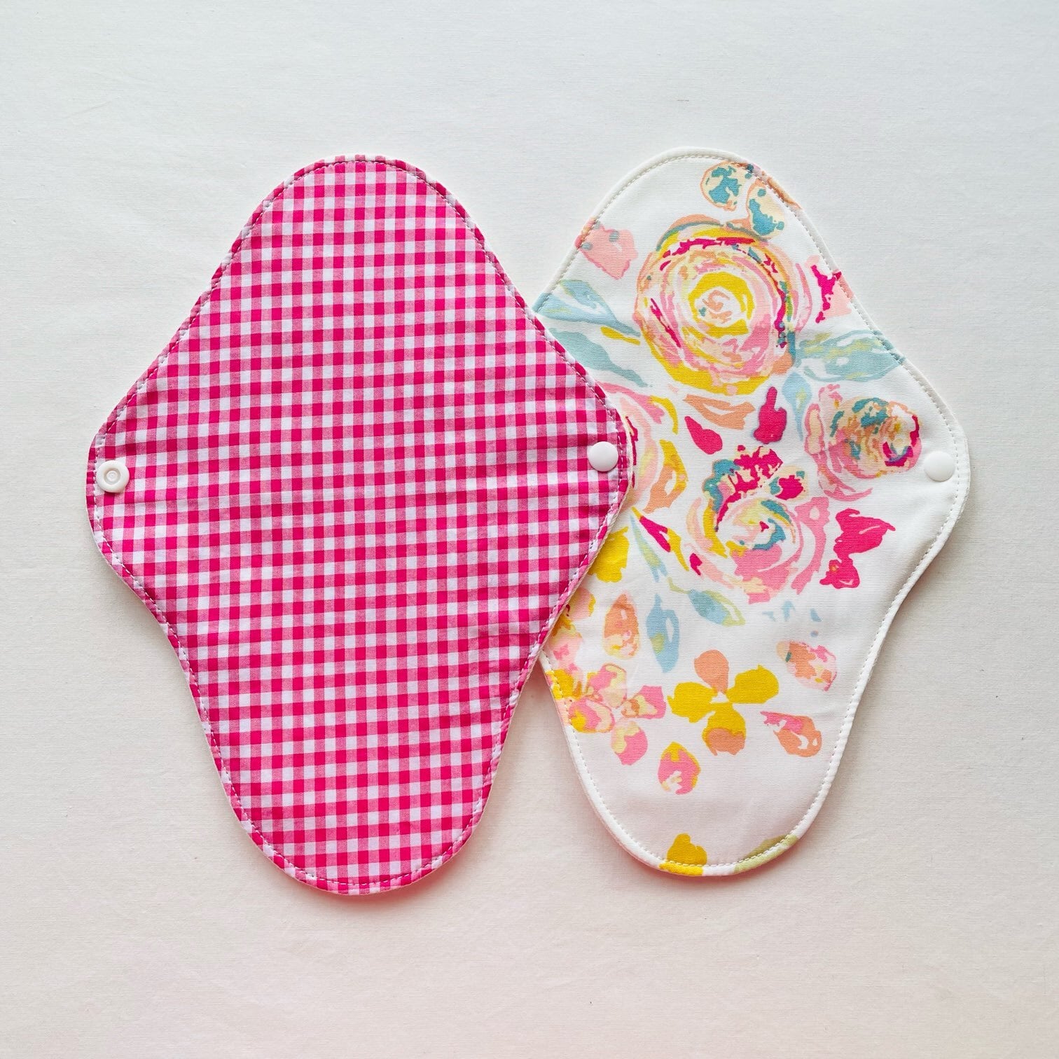 布ナプキンS「check + pink rose」