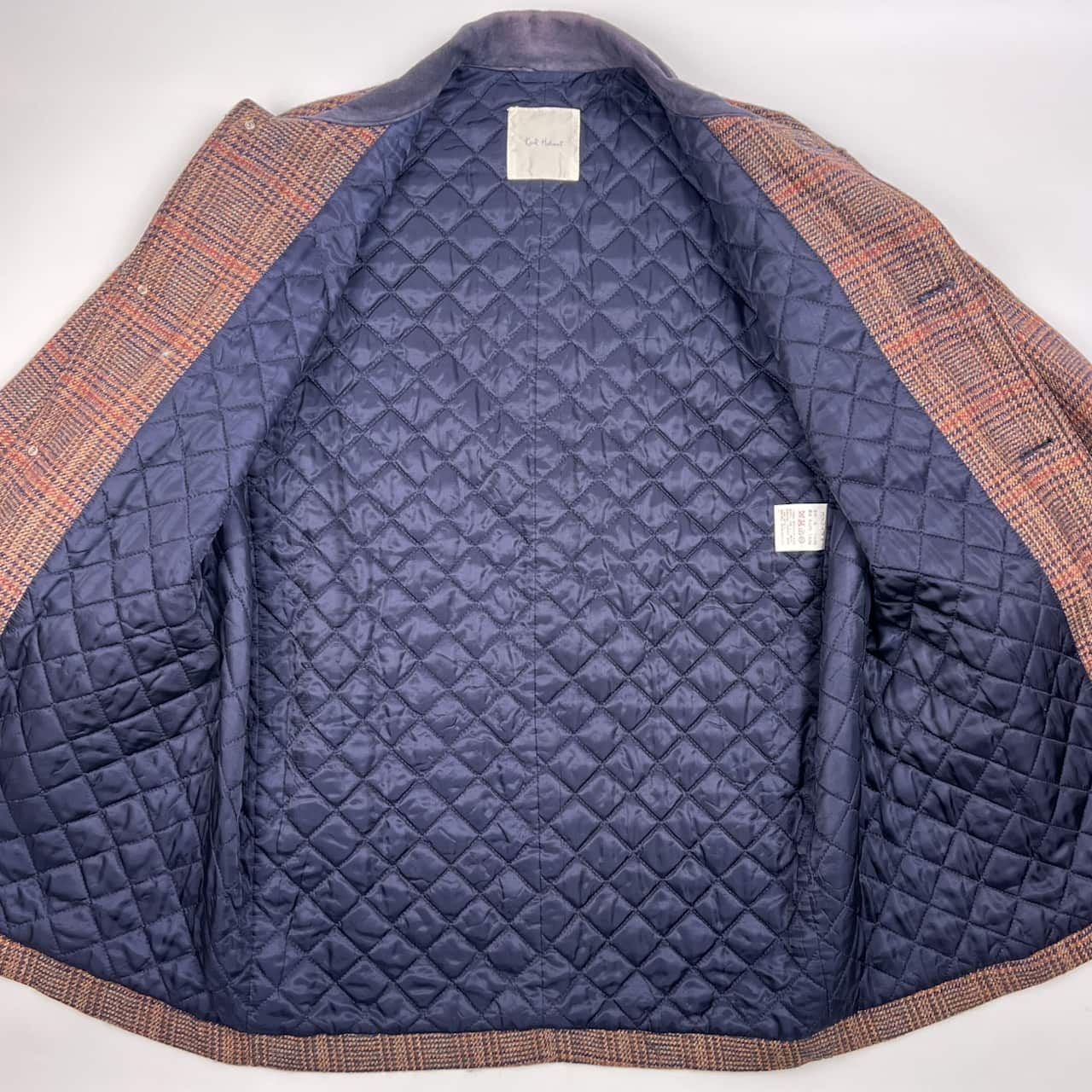 Karl Helmut カールヘルム 裏キルティング 中綿 エルボーパッチ チェック ステンカラー ジャケット /ブラウン系 メンズ 羊革