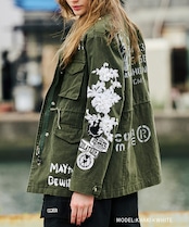 COOLA MADE パッチ&ペイントミリタリージャケット (KHAKI×WHITE) CQ-47052